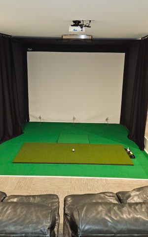 Complete Carl’s Pro Indoor Golf Enclosure Kit (New Model) with Premium Screen & Big Moss GST Putting Studio Package (9ft ceiling height)